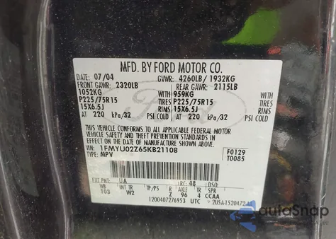 2005 Ford Escape Xls from USA, damaged, VIN 1FMYU02Z65KB21108